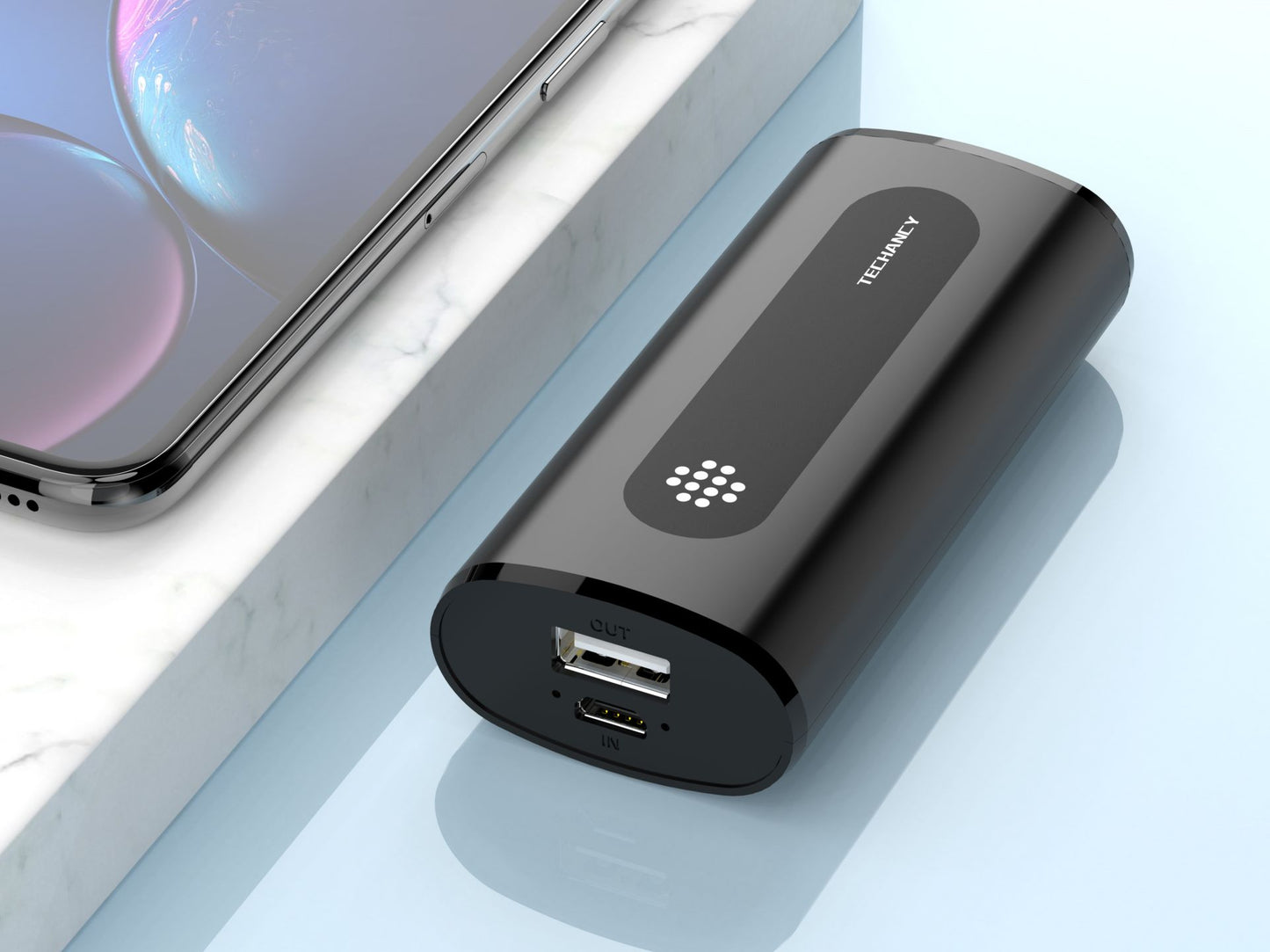 Mini batteria di ricarica esterna 1A 4000 Mah, powerbank per smartphone nero