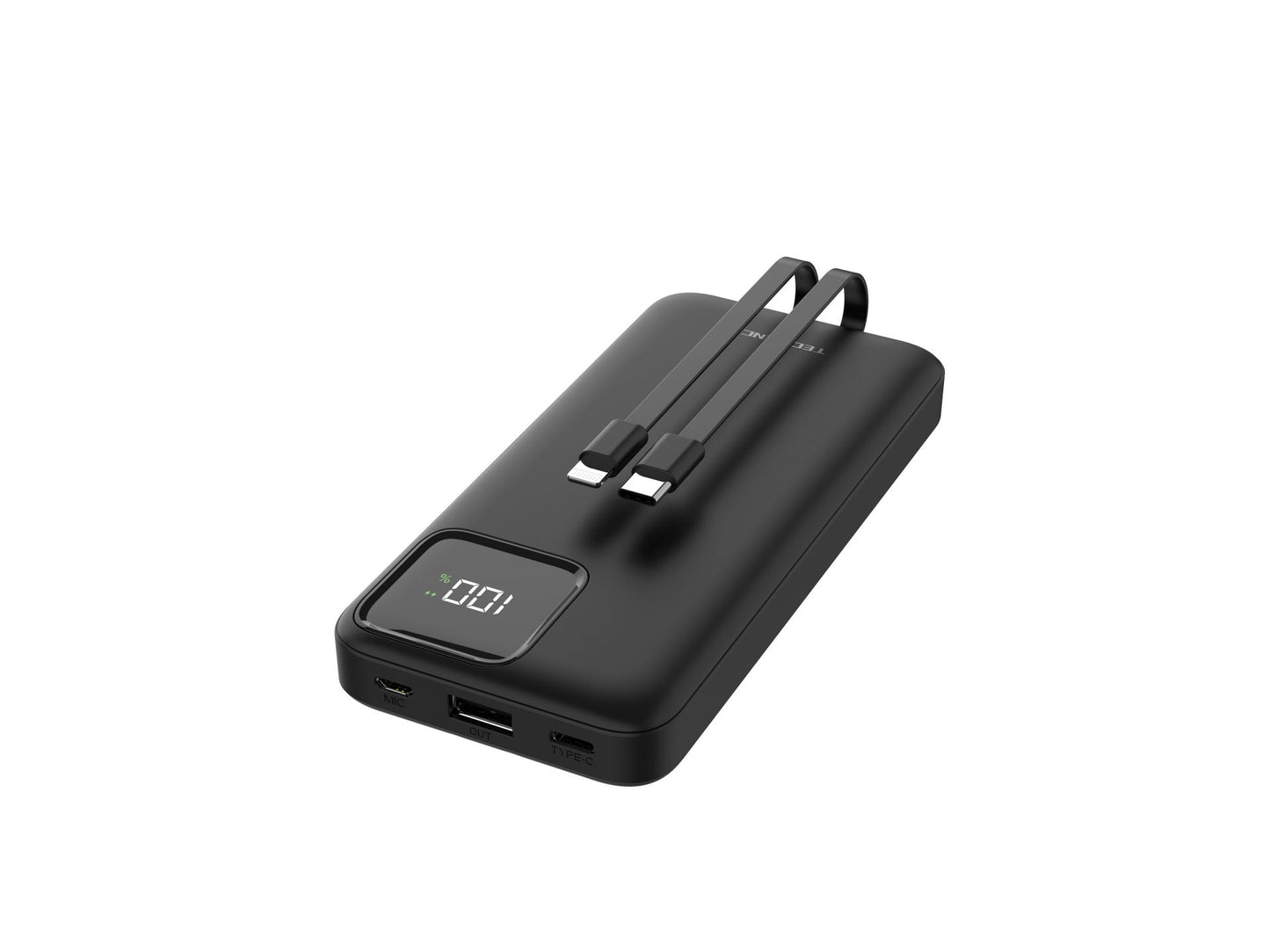 Power Bank Techancy con cavo
USB-C e Lightning