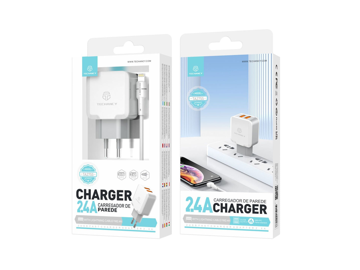 Caricabatterie da muro Techancy
USB 2.4A;