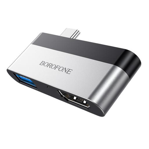 ADATTATORE BOROFONE DA USB-C A USB3.0/HDMI NEROSILVER
1