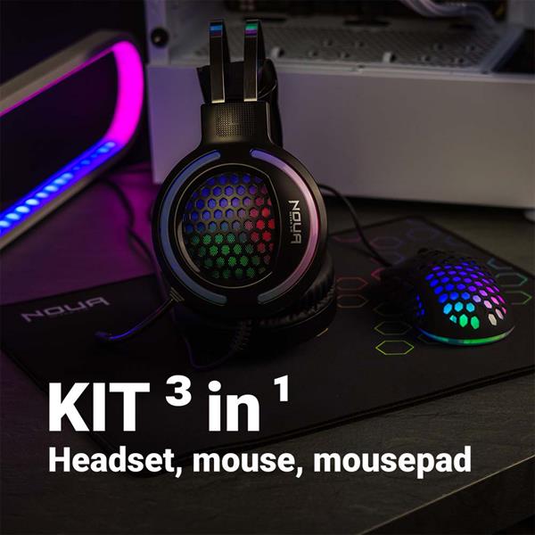 KIT GAMING NOUA URANUS 3IN1 CUFFIE E MOUSE 7200DPI
RGB+TAPPETIN