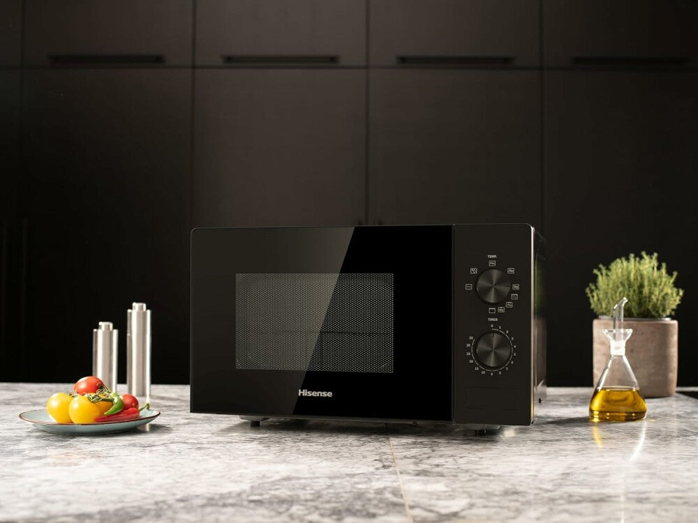 Hisense H20MOBP1G Microonde con Grill, Capacità 20L, 700W di potenza, 900W con Grill, 5 livelli, timer 30 min