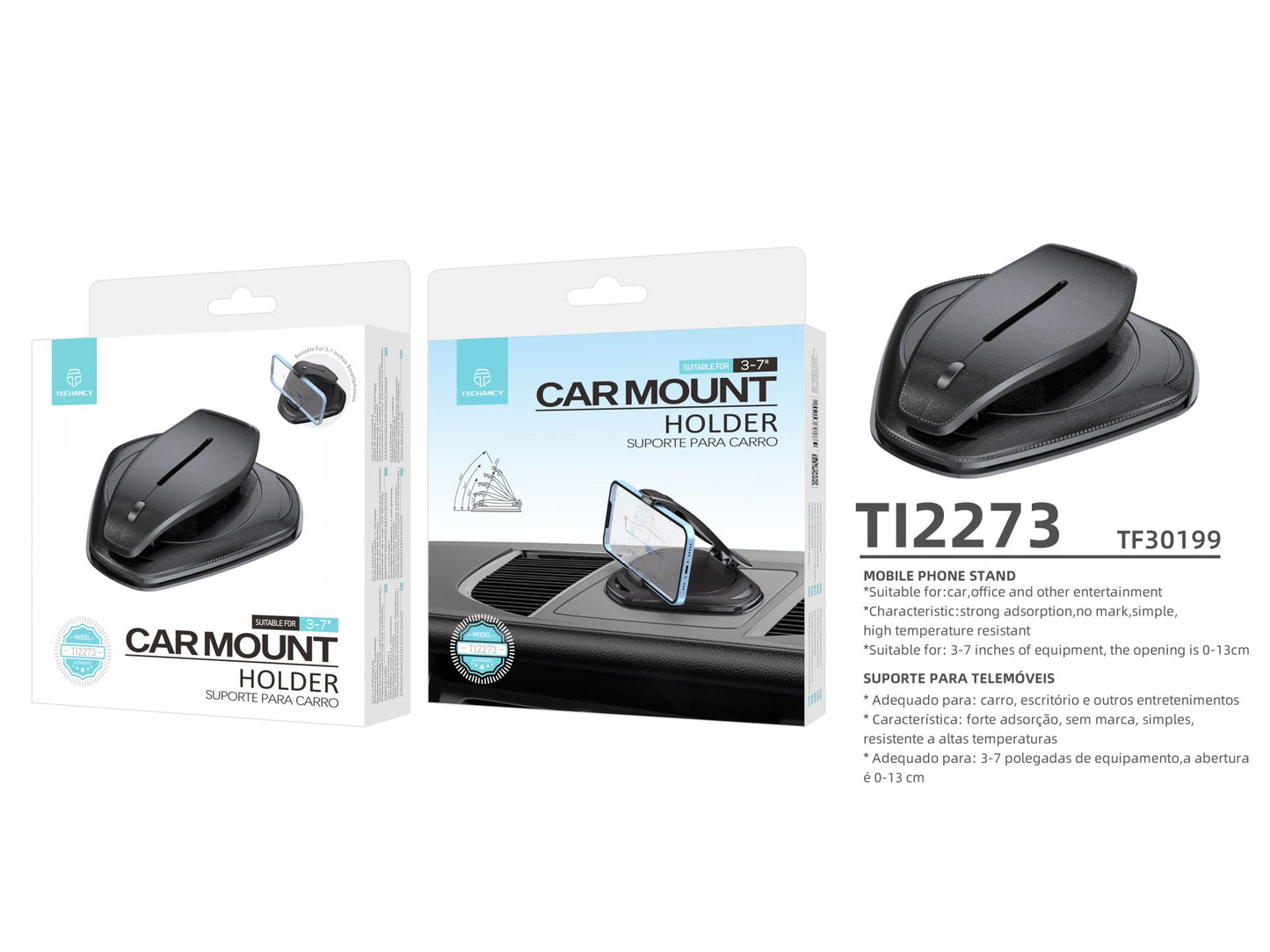 Supporto universale per auto nero da cruscotto