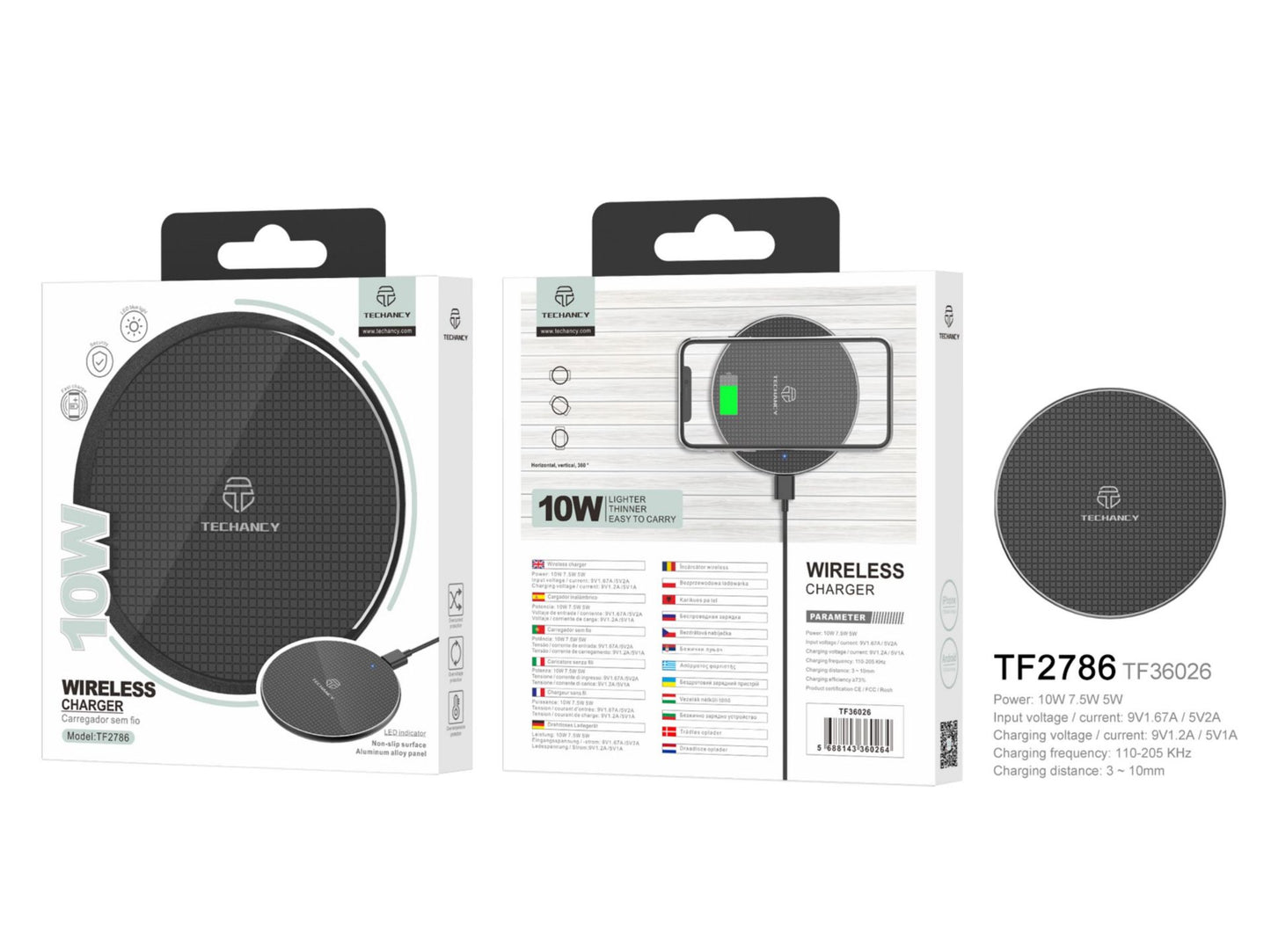 Caricabatterie wireless in lega da 10
W nero