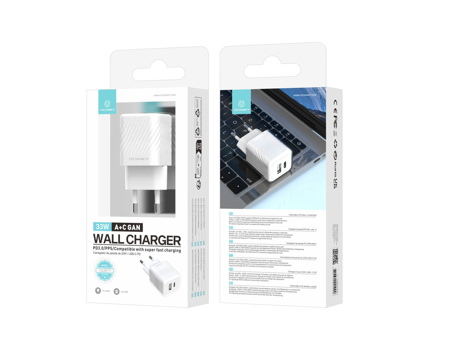 Caricabatterie da muro Techancy
33W USB-C PD;