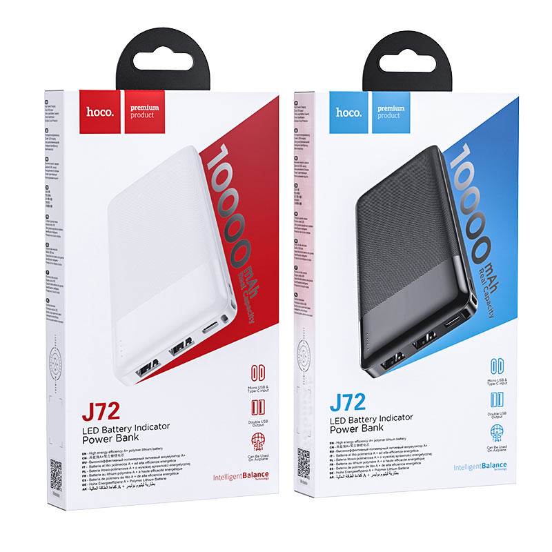 POWER BANK HOCO J72 10.000MAH 2A 2XUSB + TYPE-C