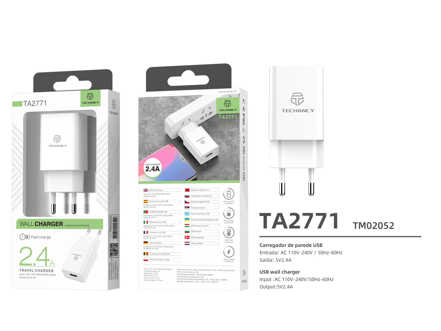CARICATORE DA MURO USB 2,4 A
