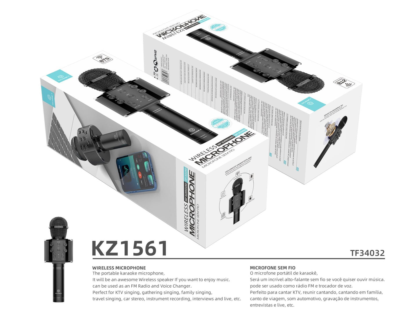 MICROFONO BLUETOOTH PORTATILE PER KARAOKE
