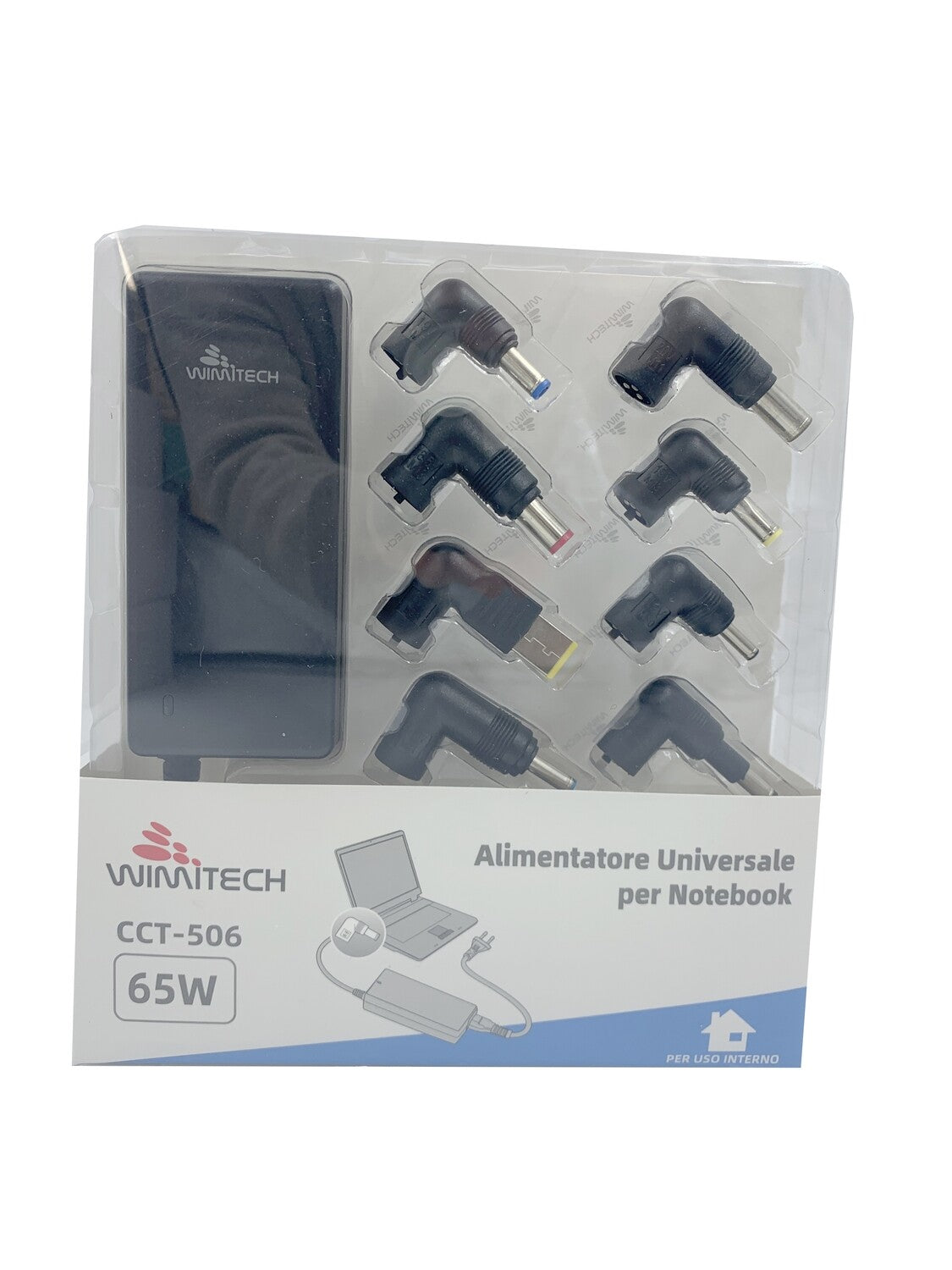 ALIMENTATORE NOTEBOOK UNIVERSALE 65W CON 8 TIPS