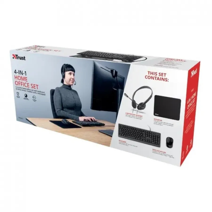 KIT TRUST OFFICE TASTIERA CUFFIE MUOSE TAPPETINO