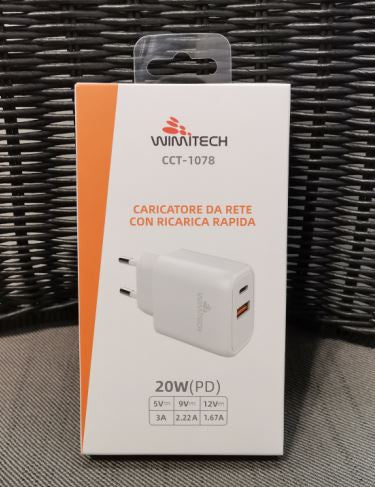 ALIMENTATORE SMARTPHONE E TABLET DA RETE USB C 20W WIMITECH