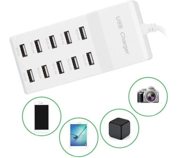 CARICABATTERIE 10 POSTI RAPIDO USB 10A08