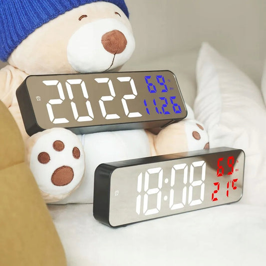 OROLOGIO DA TAVOLO/PARETE LED CON TEMPERATURADATA COLORE ROSSO