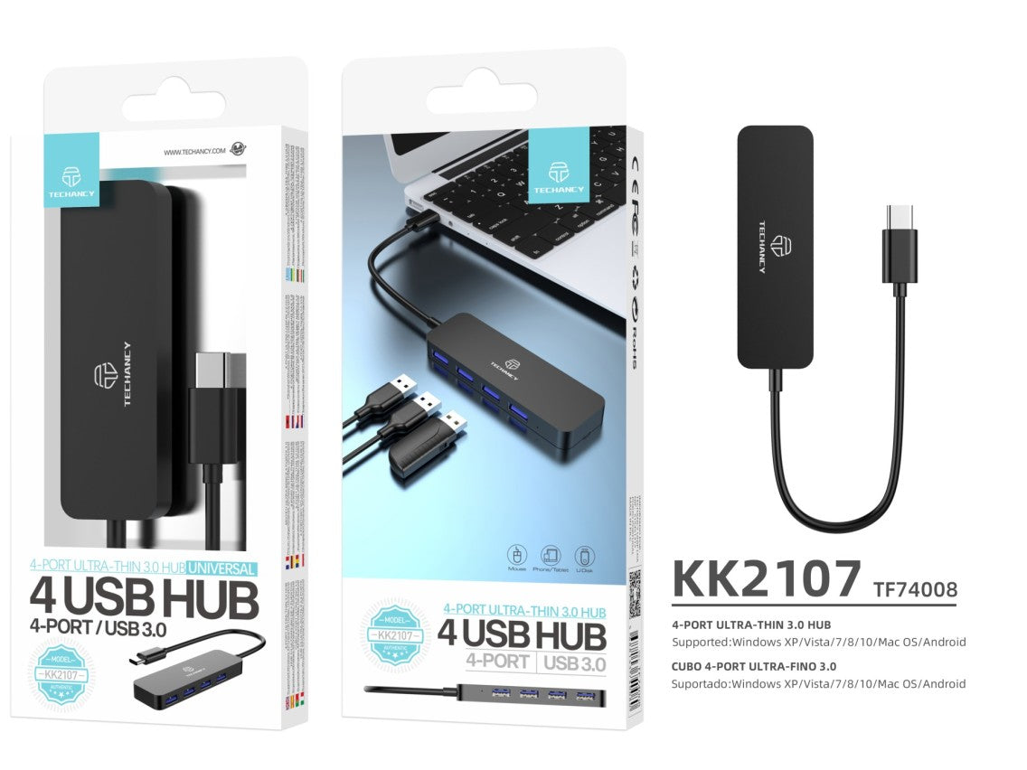 Hub USB 3.0 di tipo C 4 porte
nero