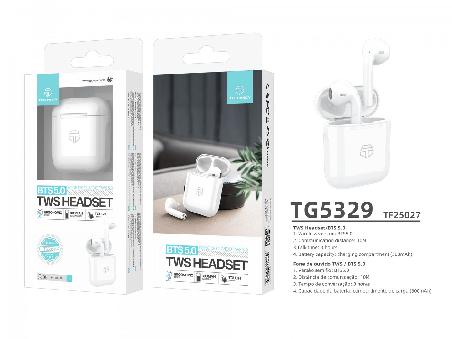 Cuffie Bluetooth Tws bianco di alto profilo