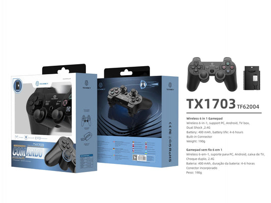 Controller senza fili Gamepad Nero compatibile con pc, andoid, tv box e playstation 2