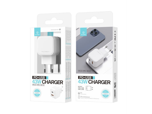 CARICATORE DA MURO 43W USB A + USB C