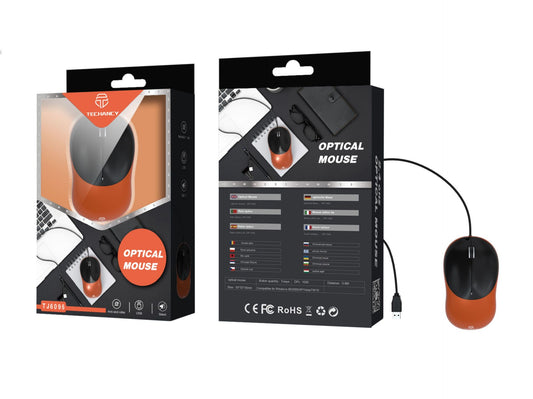 MOUSE NERO/ARANCIONE CON FILO TJ6096