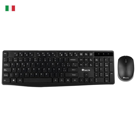 NGS Kit Tastiera + Mouse Wireless Allure Nera