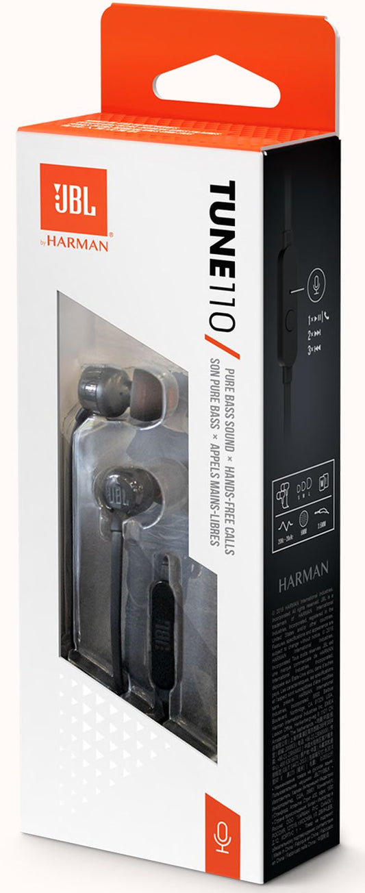 AURICOLARI CON MICROFONO JBL BASS NERA TUNE 110