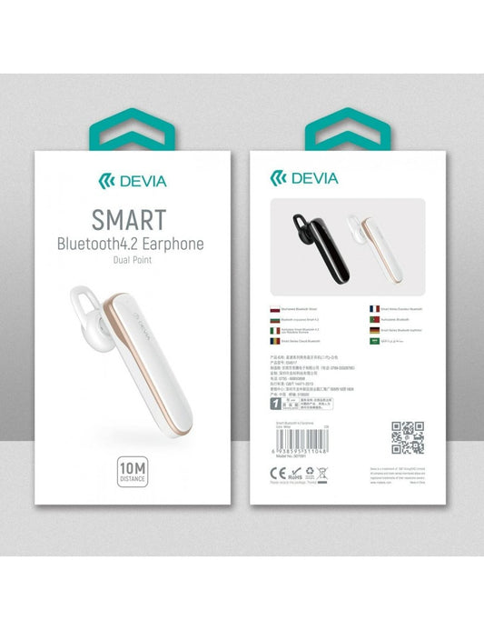 Auricolare Devia Smart Bluetooth 4.2 Riduttore Rumore Bianco