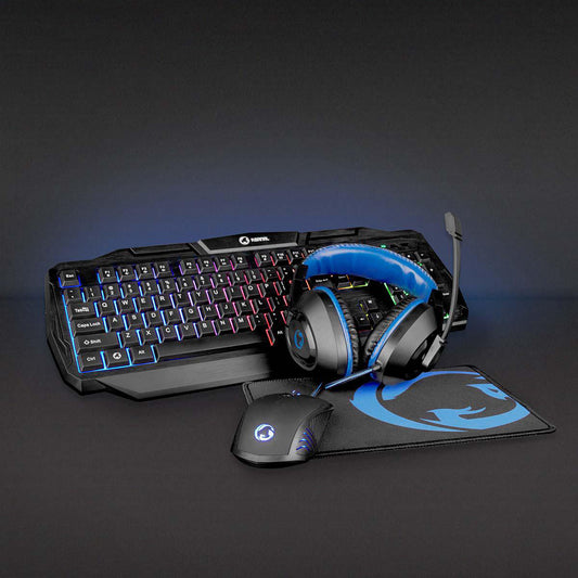 GCK41100BKIT - Nedis Kit combo di gioco | 4-in-1 |
Tastiera, Cuffia, Mouse e Mouse Pad | Blu / Nero |
QWERTY | Disp
