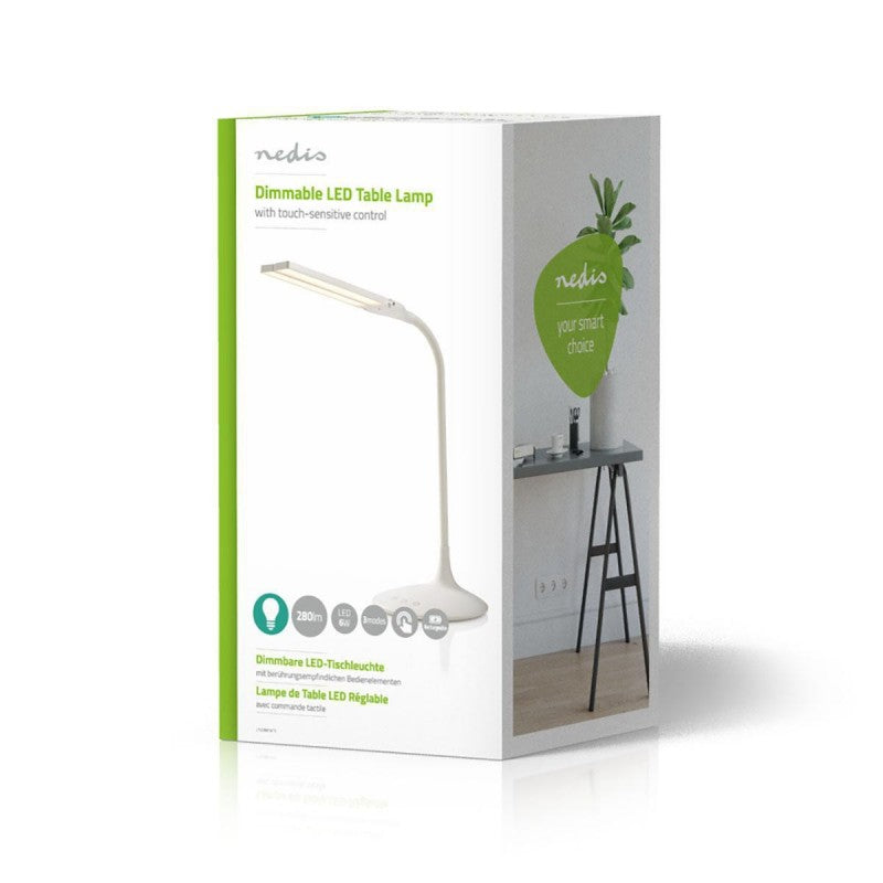 LAMPADA DA TAVOLO NEDIS REGOLABILE LED Controllo a sfioramento | 3 modalità di illuminazione | Batteria ricaricabile | 280 lm