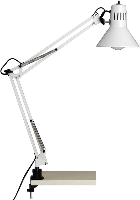 AutNic Lampada da Scrivania E27 Vintage, Braccio Snodato 360 gradi, Colore BIANCO