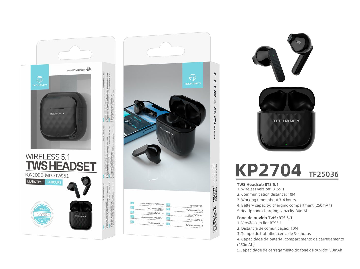 Auricolari senza fili Gt25-Tws Nero