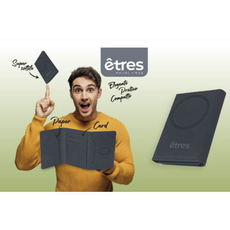 PORTAFOGLIO PORTACARTE MAGNETICO ETRES SMART WALLET BLU