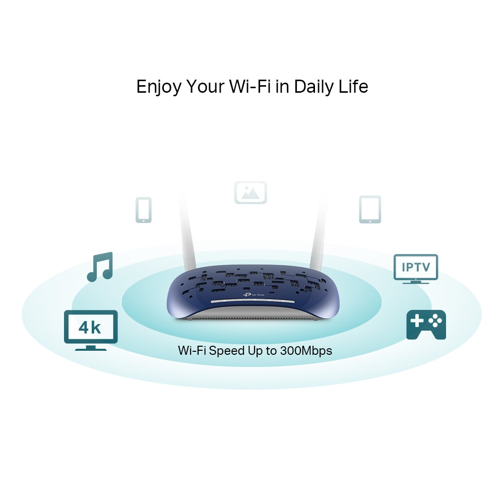 TP-LINK Router 300 MBPS VDSL2/ADSL2+/ADSL2/ ADSL 4P LAN + 4 ANTENNE TD-W9960