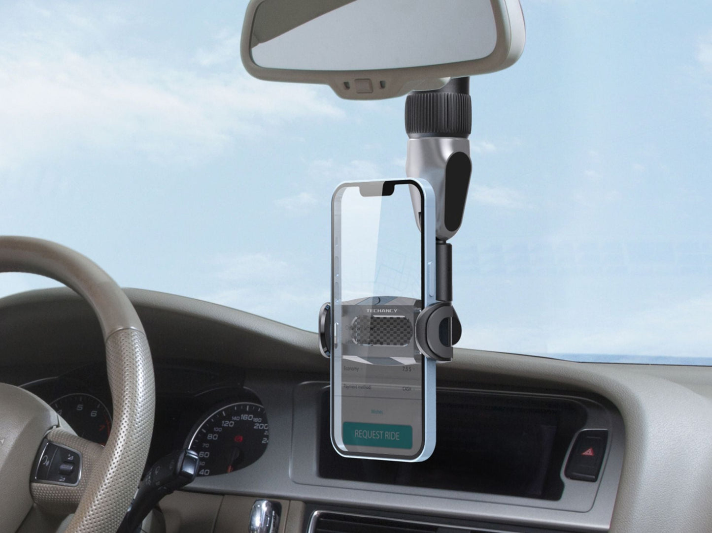 Supporto da specchietto auto universale per smartphone nero